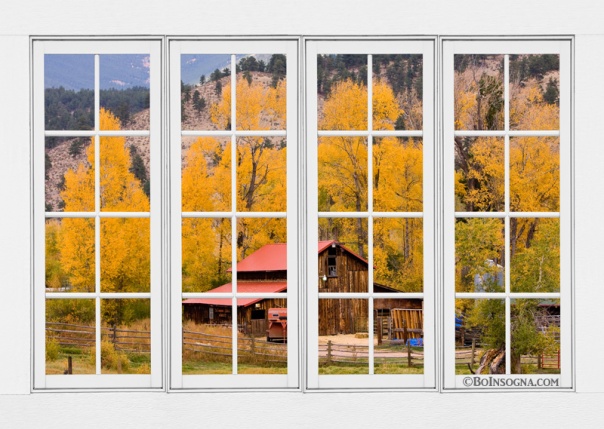 Rocky Mountain Autumn Ranch White Window View