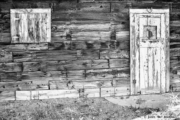 Rustic Old Colorado Barn Door and Window BW