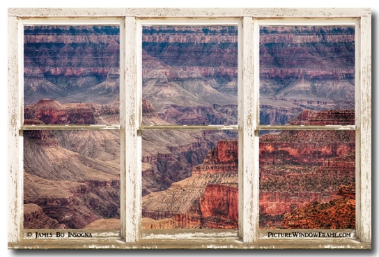 Rustic Window View Into The Grand Canyon