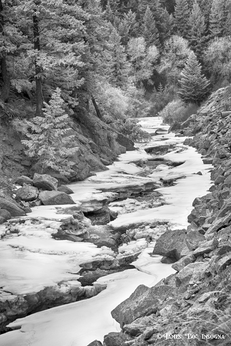  Frozen Boulder Creek Boulder Canyon Colorado BW - James Bo Insogna