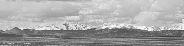 Colorado Front Range Rocky Mountain Agriculture Panorama BW