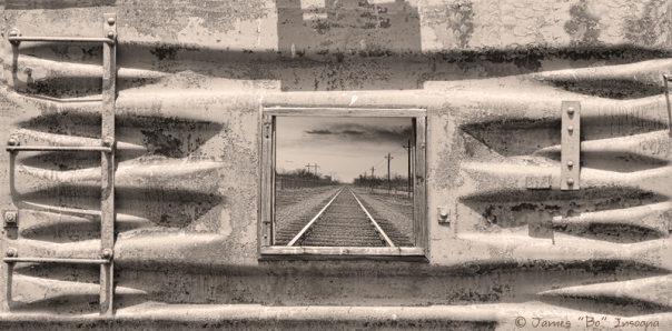 Looking Back Sepia Railroad Panorama
