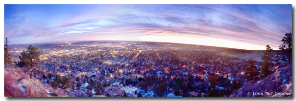 City Lights Boulder Colorado Panorama Sunrise