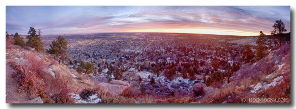 Boulder Colorado Colorful Dawn City Lights Panorama