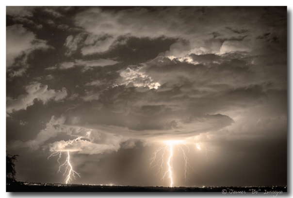 Double Lightning Strikes in Sepia HDR