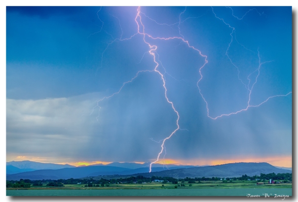 Rocky Mountain Foothills Lightning Strikes HDR