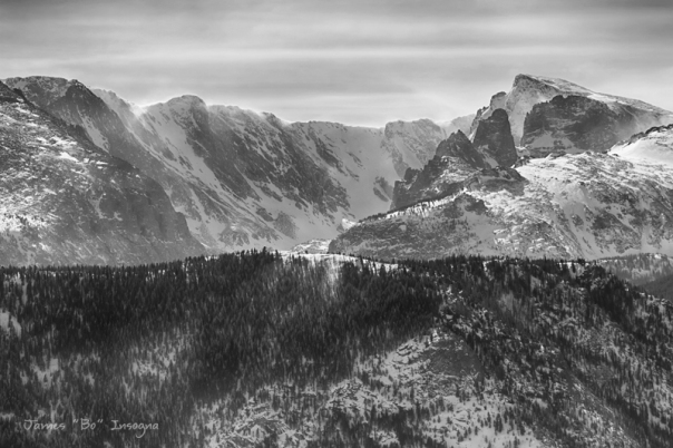 Continental Divide CO Rocky Mountains National Park BW Art Print