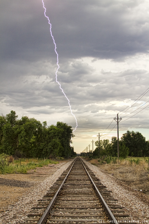 Lightning Striking By The Train Tracks