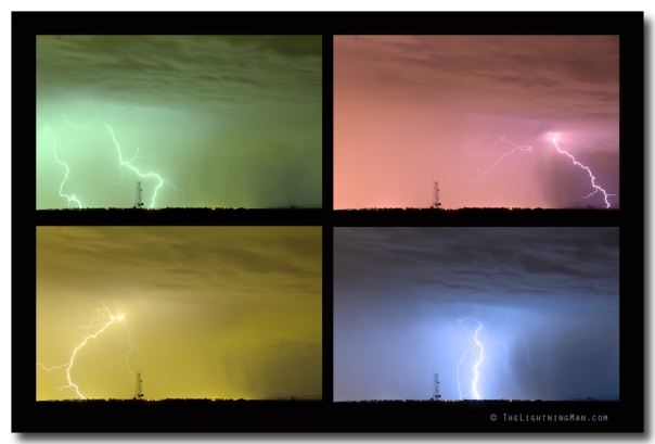 Colorful Lightning Thunderstorm Collage Art 