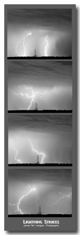 Lightning Strikes 4 Image Vertical Progression Art Print