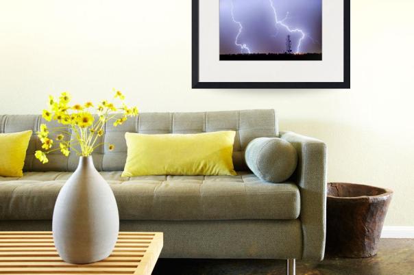 Two Giant Lightning Strikes Art print