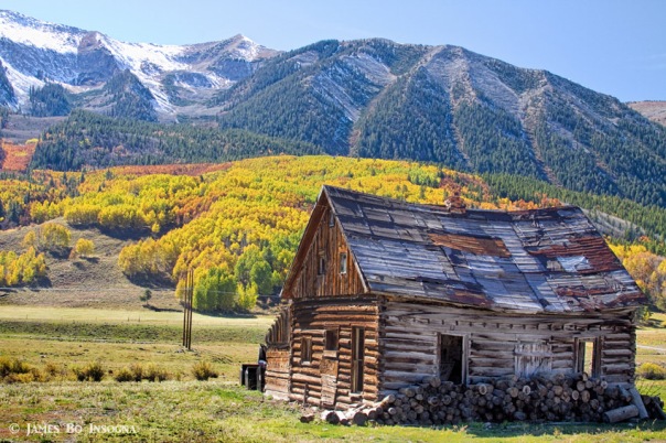 Rustic Rural Colorado Cabin Autumn Landscape