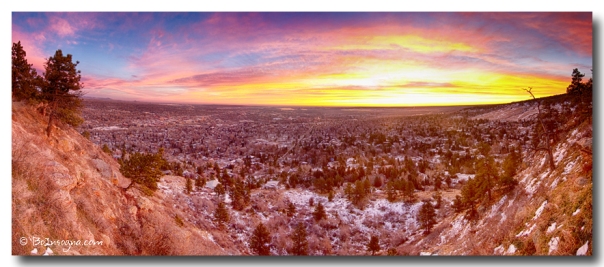 Boulder Colorado Colorful Sunrise Wide Panorama View