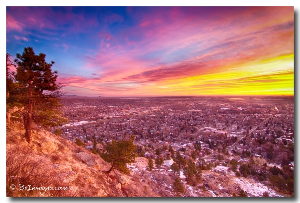 Boulder Colorado Colorful Sunrise City View