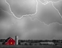 Red Barn Thunderstorm Black and White