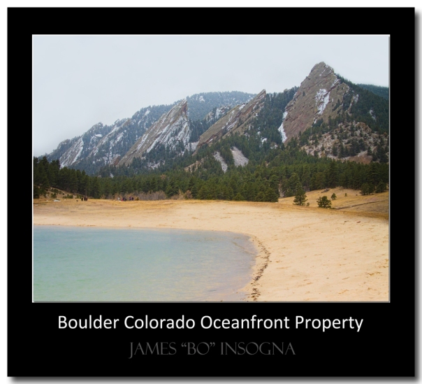  Boulder Flatirons Oceanfront Property Black Art Poster Print