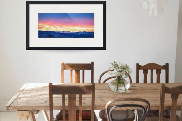 Rocky Mountain Sunset Burning Layers Panorama Art Print