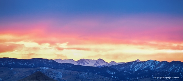  Rocky Mountain Sunset Clouds Burning Layers Panorama Print