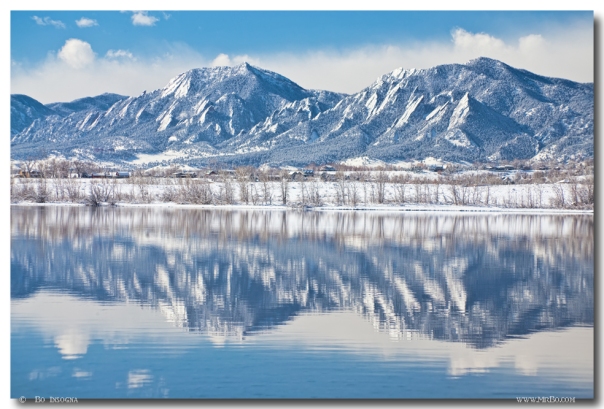 Boulder Reservoir Flatirons Reflections Boulder Colorado Art Print