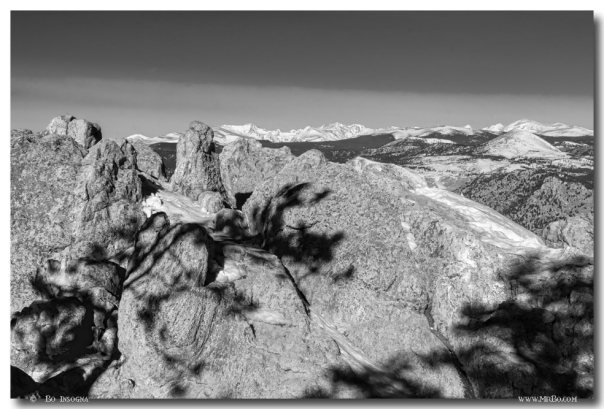 Colorado Rocky Mountain Scenic View in Black and White