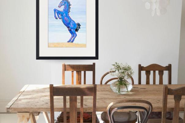 Electrified Blucifer The Rearing Blue Mustang Art Prints