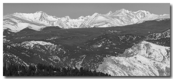 Rocky Mountain Continental Divide Winter Panorama Black White Print