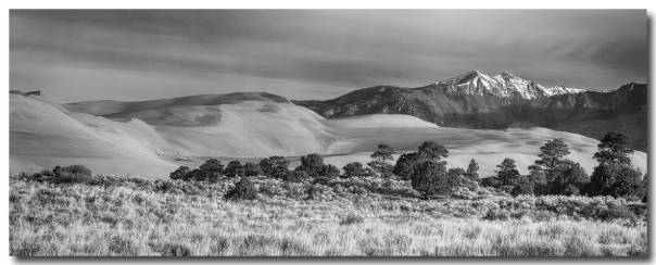 Plains Dunes And Rocky Mountains Panorama Black White Art